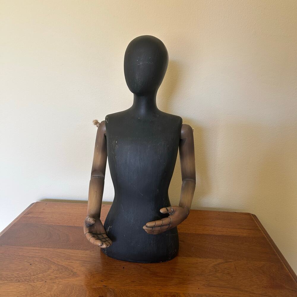 Vintage Female Torso Display Form with Articulated Wooden Arms